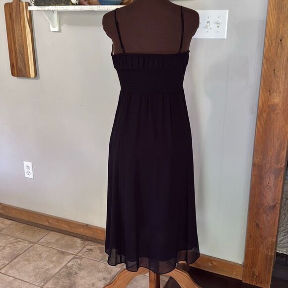 Aritzia Wilfred black midi dress size small event party minimalist gauzy spaghet - Picture 5 of 12